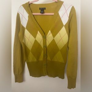 New York & Company Argyle Cardigan Size Small